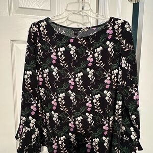 Ann Taylor Black Floral Blouse